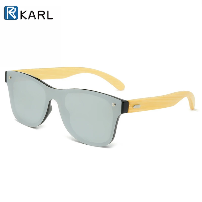 KARL Bamboo солнцезащитные очки для мужчин/женщин цветная пленка анти-отражение винтажные бамбуковые ножки солнцезащитные очки цветная оправа Очки для путешествия UV400 - Цвет линз: A2 Silver