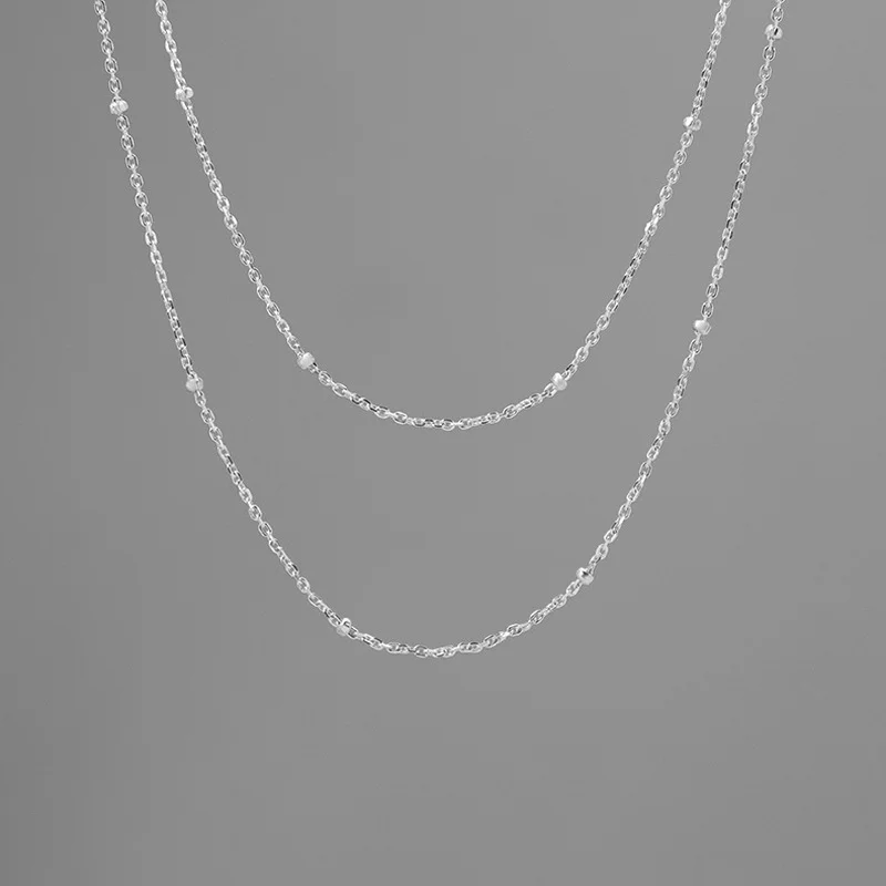 INATURE 925 Sterling Silver Double Layer Chain Necklace Women Fashion Jewelry | Украшения и аксессуары