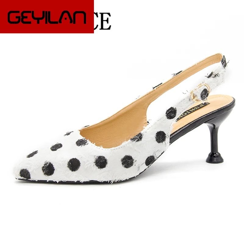 

2019 Summer Luxury Designer Kitten Heels Women's Slingback Wave Point Shoes Ladies Prom Party Pumps High Heel Black Shoes
