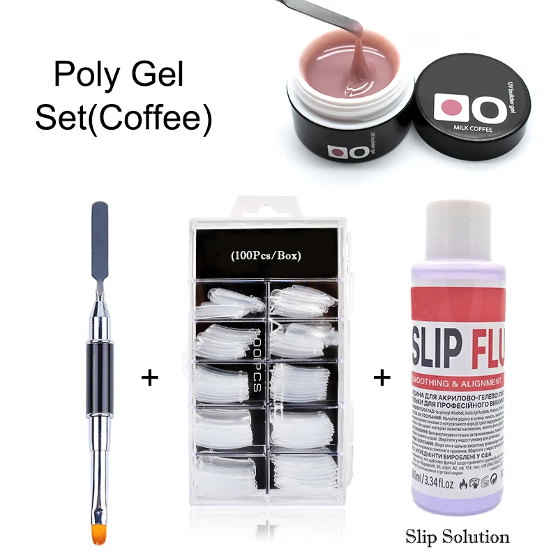 poly-4pcs-Coffee(U) Последние 15 мл УФ полигель для наращивания ногтей Полупостоянный полигель Набор лаков дизайн ногтей 3 цвета акриловый полигель набор - Цвет: poly-4pcs-Coffee(U)