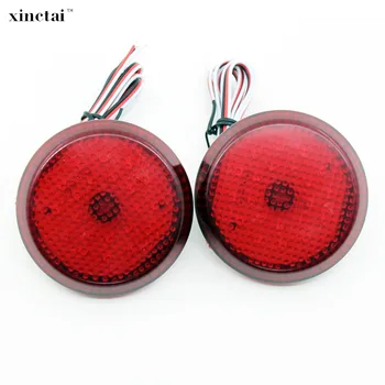 

2PCS 6.8cm Red/Clear Lens LED Rear Bumper Reflector Light Tail Brake Lamp for Toyota Sienna Corolla Nissan Qashqai Scion xB iQ