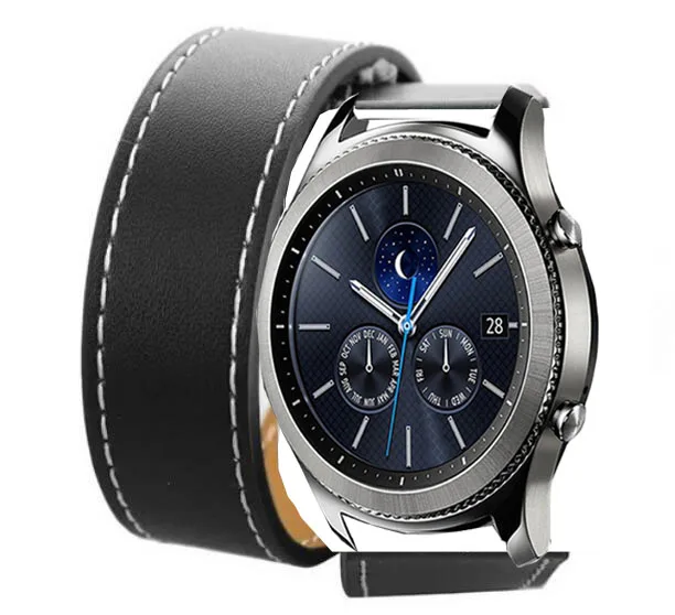 Long leather band for Huawei GT 2 honor magic strap galaxy watch 46mm S3 pebble time Ticwatch S S2 1 amazfit 1 2 3 pace 22mm - Цвет ремешка: black