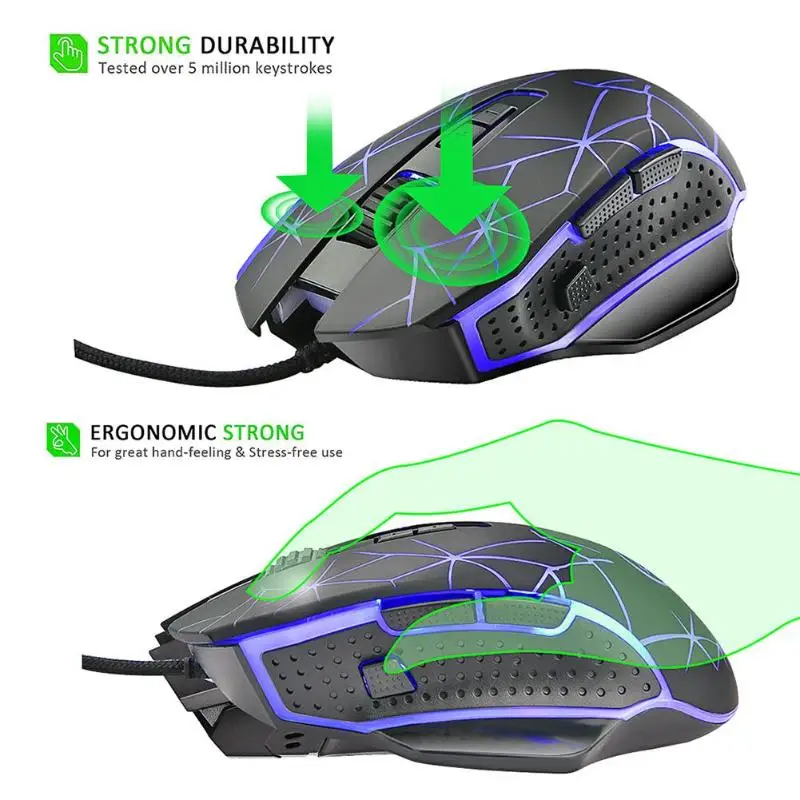  G816 Gaming Mouse Usb Wired Optical Game Mouse 3200 Dpi Adjustable 9 Buttons Backlight Mice For Pub