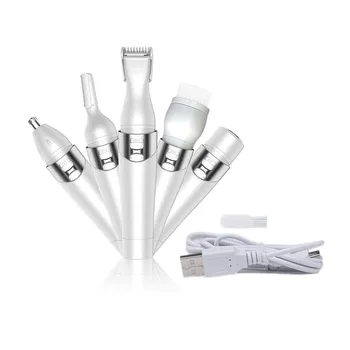 

Portable USB Rechargeable 5 In 1 Electric Lady Shaver Hair Removal Trimmer Women Epilator Eyebrow Nose Trimmer Machine