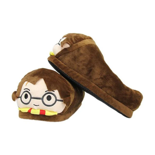 Chaussons tête d'Harry Potter Sandales d int rieur en fourrure pour femmes et filles pantoufles lunettes collection hiver