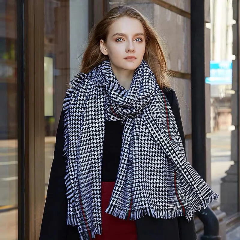 

Hot Sales Scarf Women's 2019 Knitted Thousands of Birds Sub-Faux Cashmere Versatile Scarf Shawl Casual