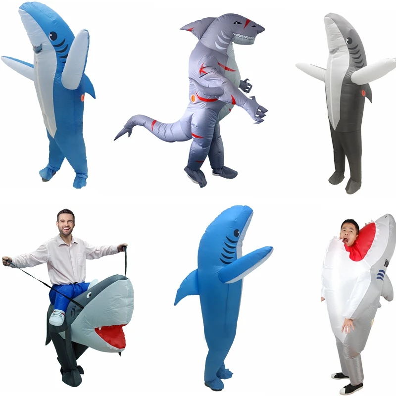 Scary Shark Inflatable Costumes Halloween Cosplay Costume Adult Kids