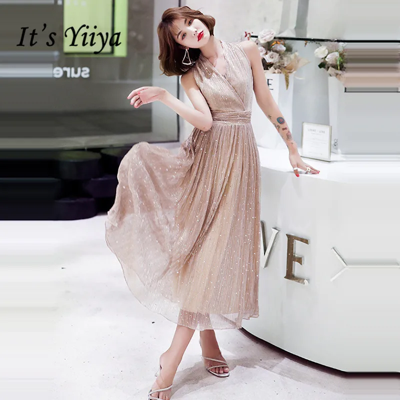 Это Yiiya/платье для выпускного вечера; коллекция года; блестящие вечерние платья с v-образным вырезом для девочек; платья с блестками для женщин; вечерние платья; Vestidos De Gala; LF224