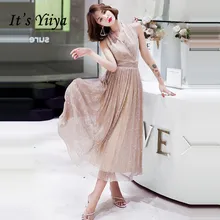 Это Yiiya/платье для выпускного вечера; коллекция года; блестящие вечерние платья с v-образным вырезом для девочек; платья с блестками для женщин; вечерние платья; Vestidos De Gala; LF224