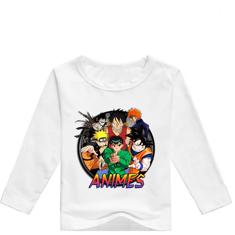 Модная Повседневная футболка с принтом Dragon Ball Z Goku для детей от 2 до 16 лет Одежда для мальчиков в стиле Харадзюку забавная футболка Топы с длинными рукавами для девочек в стиле аниме