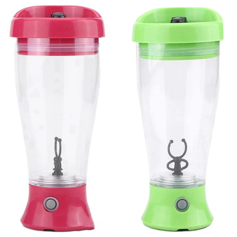 Vaso de batidora de leche y café automático, mezclador eléctrico de batería, exprimidor botellas, vaporizador de bebidas, verde y 2 uds.|Tazas| -