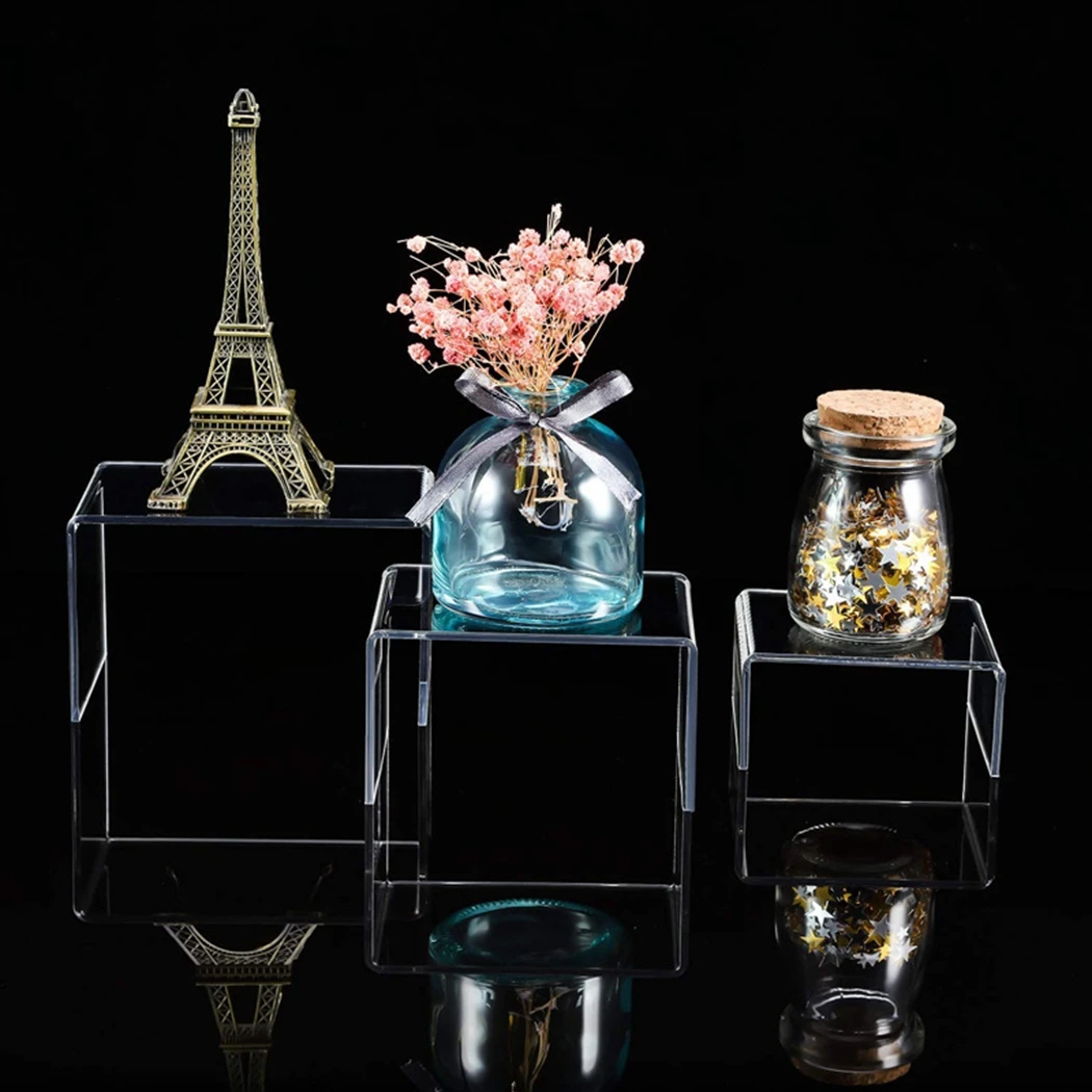 3PCS Acrylic Riser Set Clear Display Risers Jewelry Stand Accessories