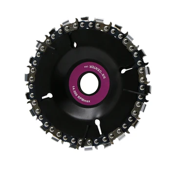 

22 Tooth 4 Inch Purple Grinder Disc and Chain Fine Cut Chain Set for 100/115 Angle Grinder Woodworking Carving Grinding and Cutt