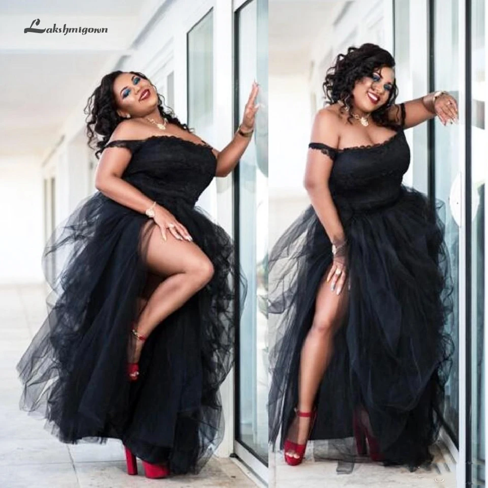 plus size black formal gown