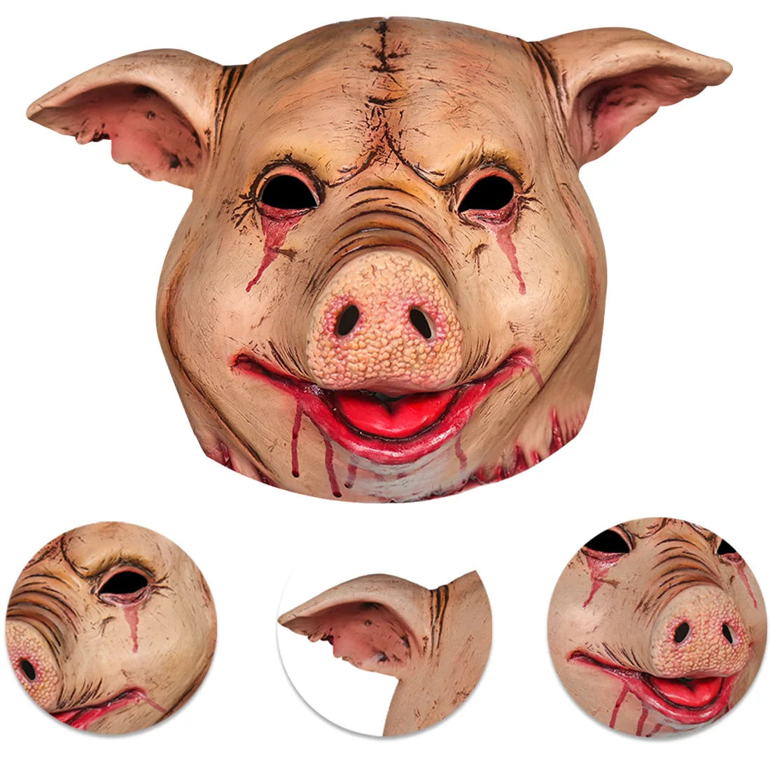 Saw Jigsaw Pig Head Latex Masks Cosplay Adult Helmet Mask Halloween Costume Prop | Тематическая одежда и униформа