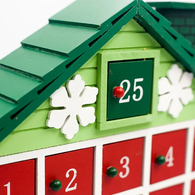 Рождественский деревянный дом обратного отсчета адвент календарь рождество коробка для хранения