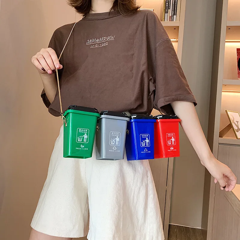 

Toy Bucket Small Oblique Garbage Compartmental Garbage Can Carry-on Carriable Douyin Celebrity Style Garbage Can Bag Shoulder Ba