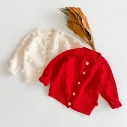 Pull tricoté pour bébé fille, cardigan à manches longues pour nouveau né, veste en tricot fait à la main, manteau 