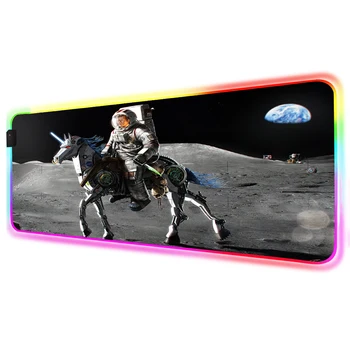 

XGZ Large Mouse Pad on The Planet of Fantasy Horse Riding RGB Game Accessories Computer Home Keyboard LED Desk Gamer Mousepad