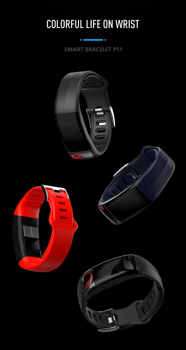 Rastreador de Fitness Relógios de Freqüência Bluetooth à Prova Ecg + Ppg Pulseira Inteligente Cardíaca Pressão Arterial Dispositivos Wearable d' Água P11 14 Pulseiras inteligentes