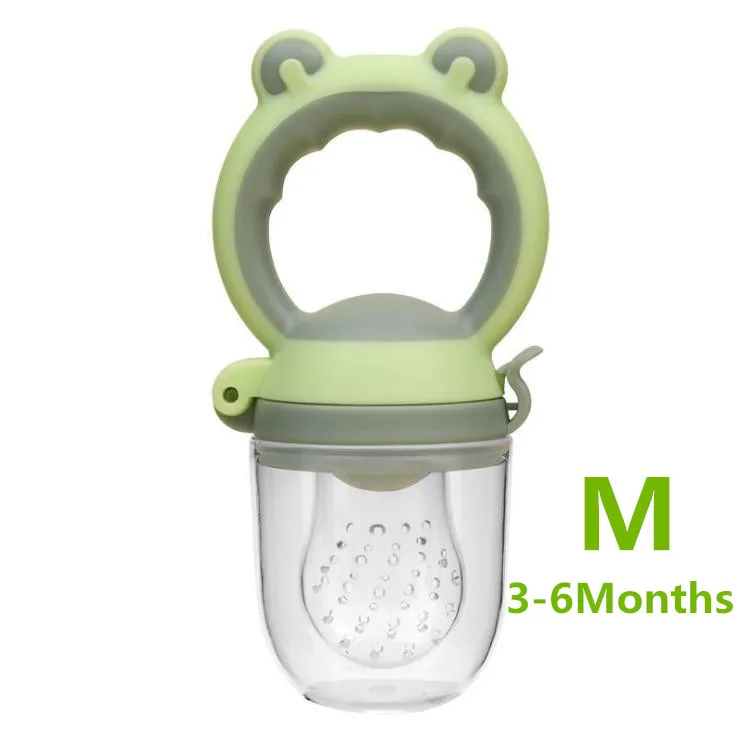 Green M Соска для кормления ребенка дети фрукты Фидер соски Кормление безопасные детские принадлежности соски милые животные лягушка свежий Ниблер для кормления - Цвет: Green M