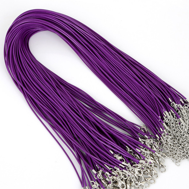 1.5/2mm Cotton Waxed Cord Adjustable Braided Rope String Necklace Chain with Lobster Clasp DIY Jewelry Making Handmade