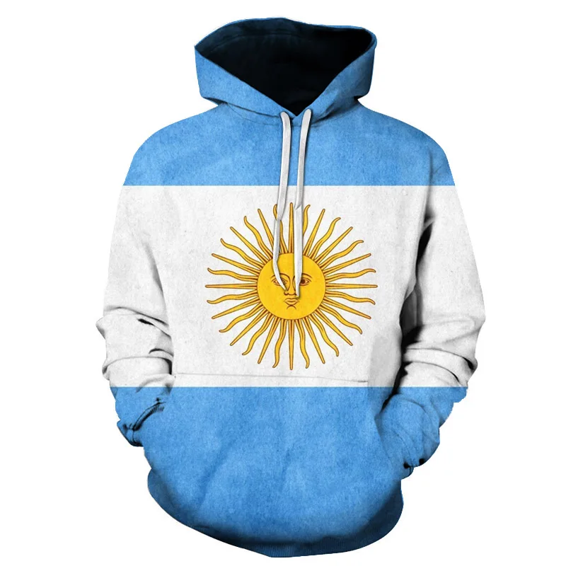 National flag 3D digital print hoodies autumn men casual Sweatshirt pullover women long-sleeved pocket sportswear 6XL | Мужская одежда