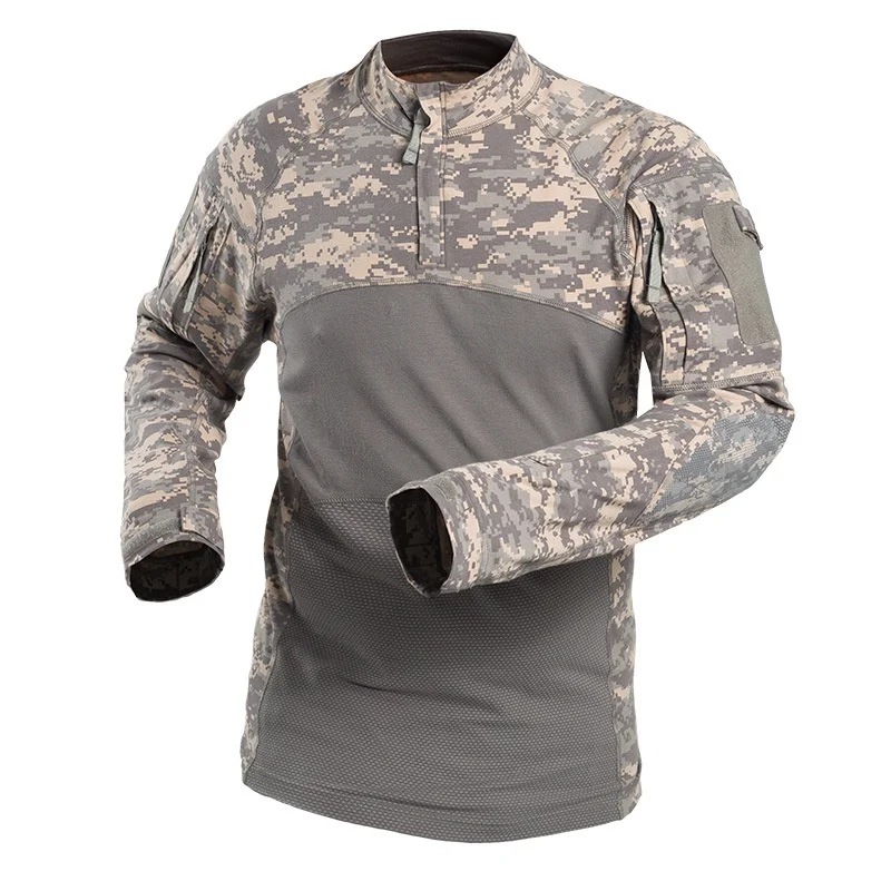 Outdoorové muži taktická kosile vojenství hon armáda dlouhé rukáv tričko výstřel camo tramping kamufláž armáda potírat košile šatstvo