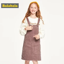 Balabala/детская одежда; платье для девочек; Новинка года; хлопковое осеннее платье; вельветовое платье принцессы на бретелях