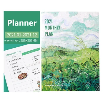 

Kawaii A4 Agenda 2021 Monthly Daily Planner Notebook Organizer 365 Days Plan Schedule Notepad Journals School Office Stationery