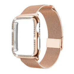 Миланская петля ремешок + чехол магнитная пряжка для Apple watch 42 мм 38 мм 40 мм 44 мм браслет ремешок относится к iwatch серии 5 4 3 2 1