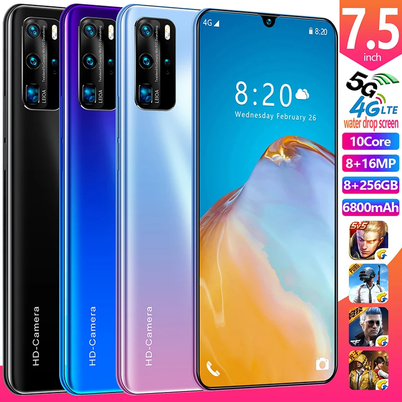 

2020 New 7.5 Inch Android Smartphone Cellphone Dual SIM Camera Mobile Phone 3G 4G Cell Smart Phones Face Unlock Handset