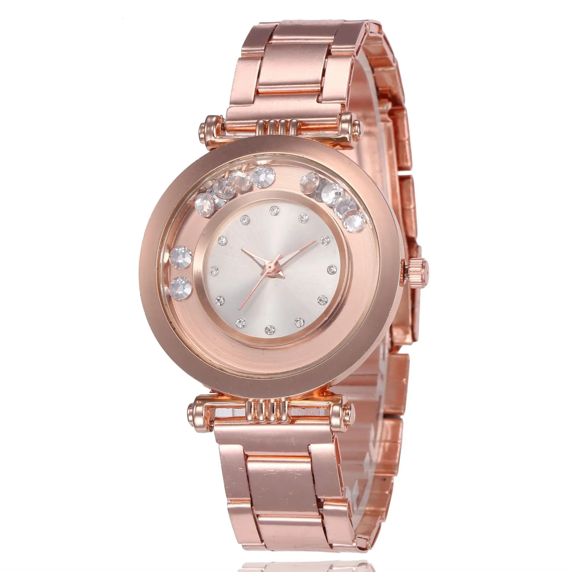 

2019 New Style Watch Women's Metal Alloy Steel Belt Fashion Watch Ball Bearing Man-made Diamond Casual WOMEN'S Watch Quartz Watc