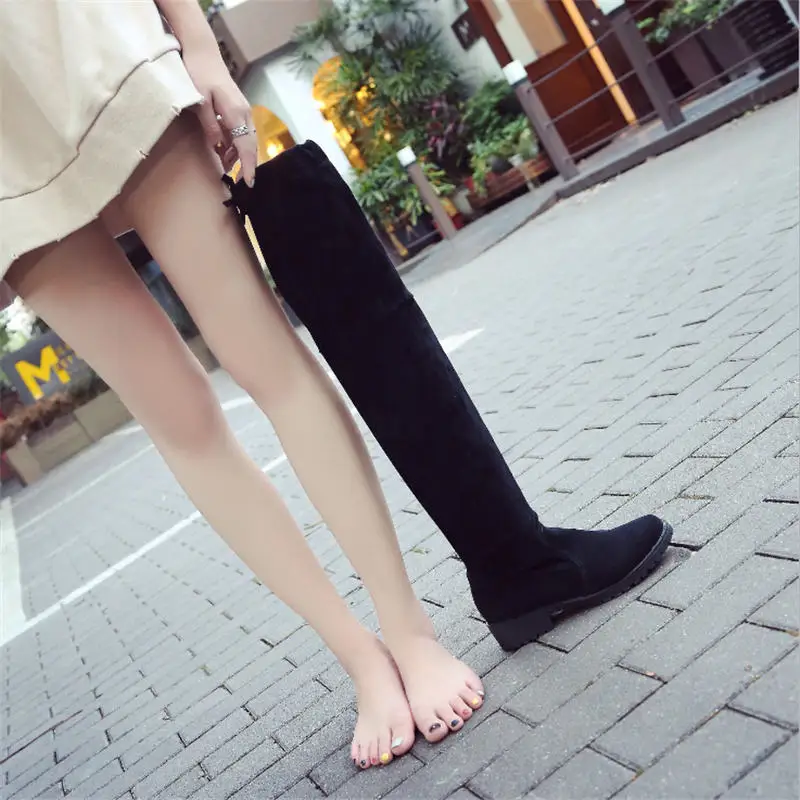 Г. Новая обувь женские ботинки черные ботфорты пикантные женские осенне-зимние сапоги до бедра