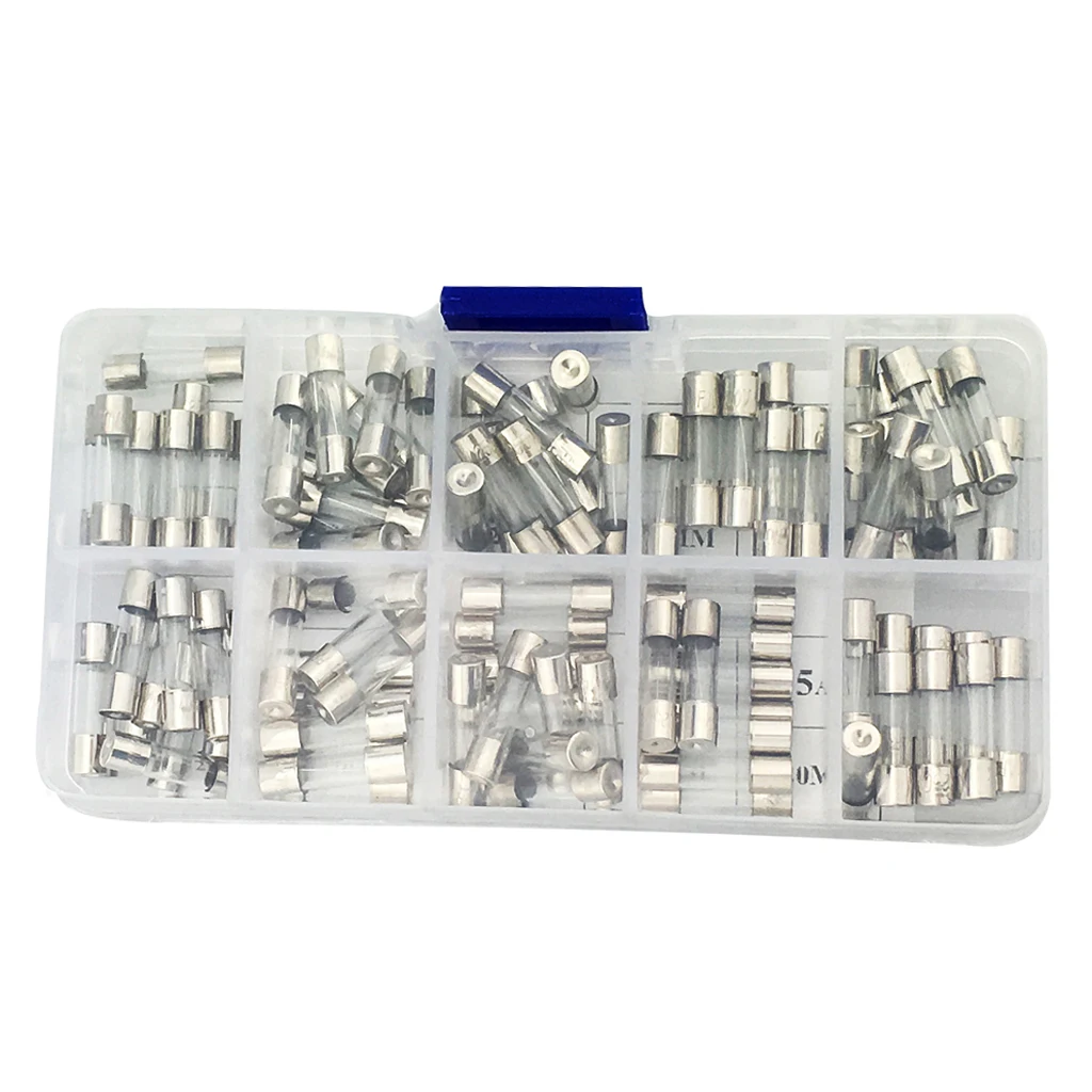 100Pcs 5 X 20mm Electrical Fuse Amp Fast-blow Glass Fuse In Box 0.2A-15A