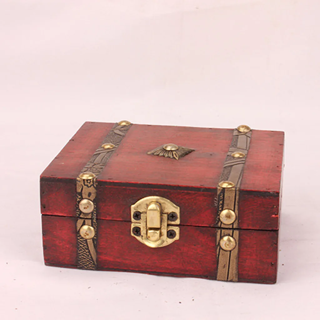 Шкатулка для украшений винтажная деревянная коробка ручной работы с мини-металлическим замком для хранения ювелирных изделий сокровище жемчужный органайзер для макияжа^ 25