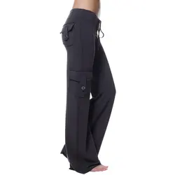 Женские Тренировочные Однотонные эластичные летние мягкие облегающие брюки на шнурке с карманами, вечерние повседневные длинные