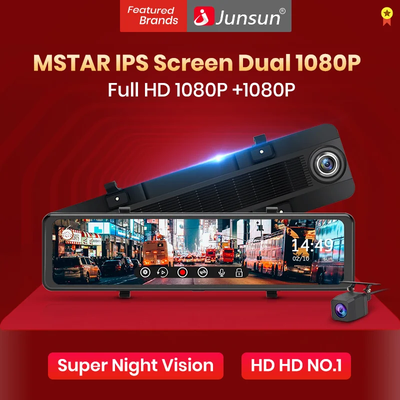 Junsun H18 Ultra HD Dual 1080P Автомобильный видеорегистратор Камера потоковое зеркало