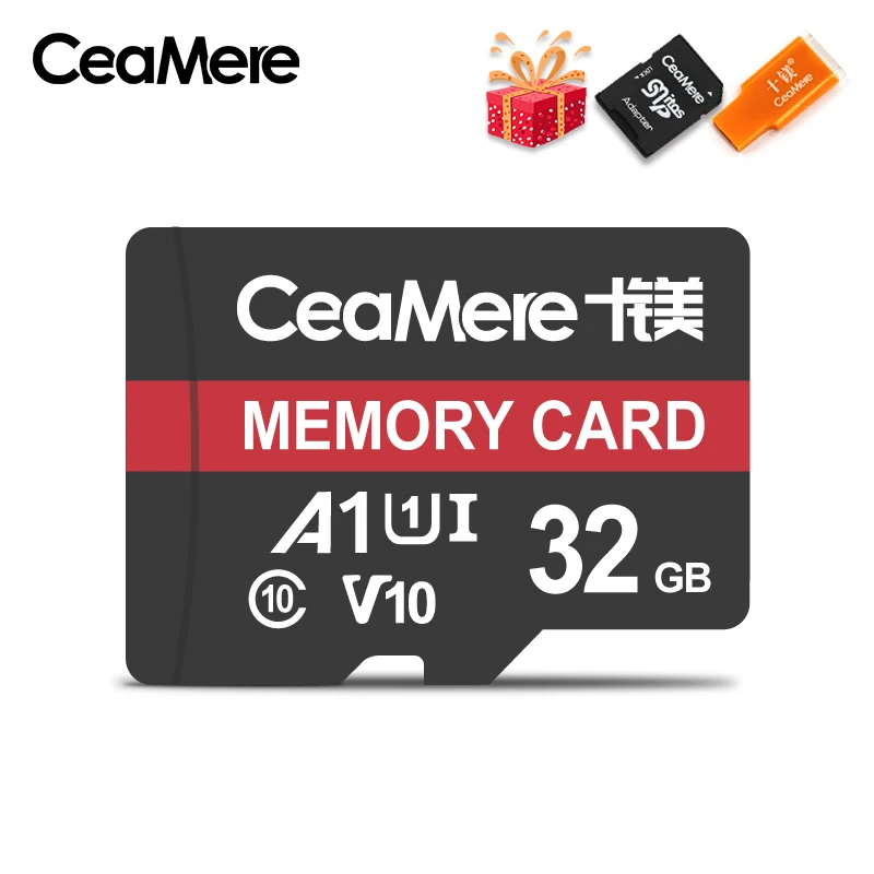 Micro SD карта CeaMere, класс 10, UHS-1, 8 ГБ, класс 6, 16 ГБ/32 ГБ U1, 64 ГБ/128 ГБ/256 ГБ U3, карта памяти, флэш-память, Microsd, для смартфона - Емкость: 32GB with gift