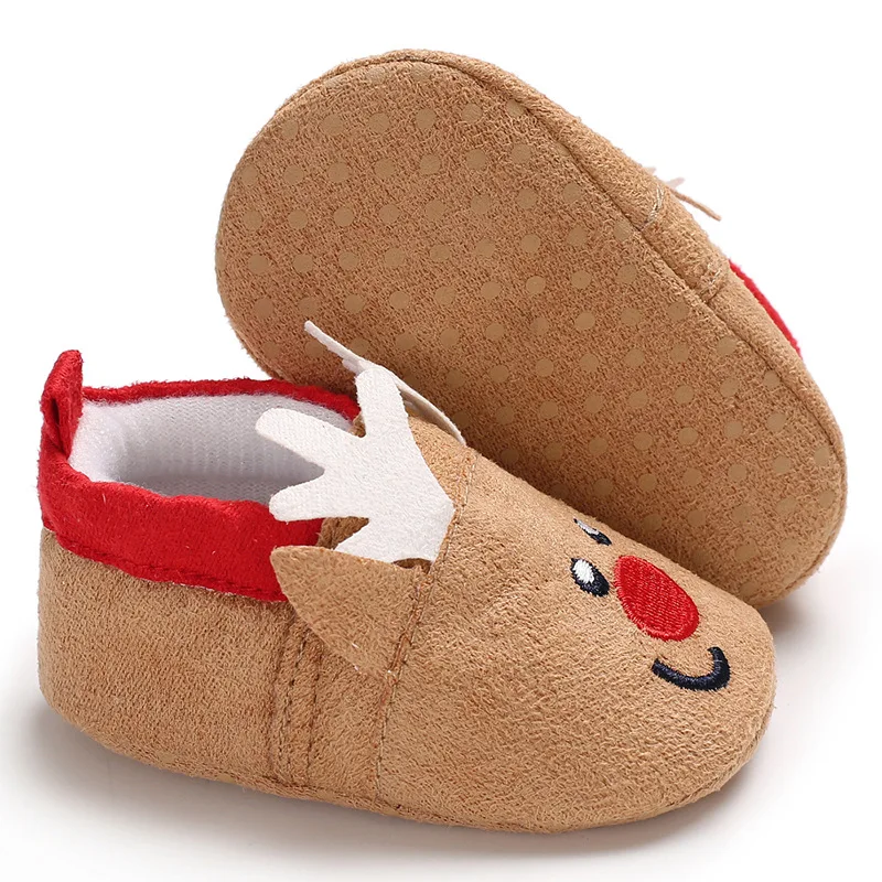 Детская обувь; Рождественский подарок; обувь для малышей с Санта-Клаусом и оленем; удобная модная обувь с бантом для малышей