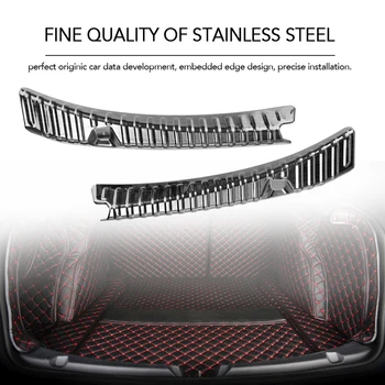 

Hot New For Tesla Model 3 2018 2019 Car Stainless Steel Rear Boot Trunk Inner Outer Bumper Protector Guard Sill Plate Cover
