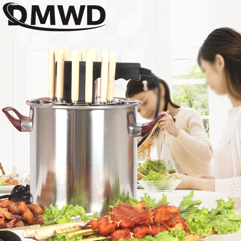 Бытовой электрический гриль вертикальный бездымный для шашлыка нержавеющая