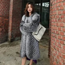 

Fox Fur Coats Women Silver Fox Natural Fur Coats Female Autumn Knitted Long Genuine Fur Jackets Ladies Fashion Luxury 2021 New