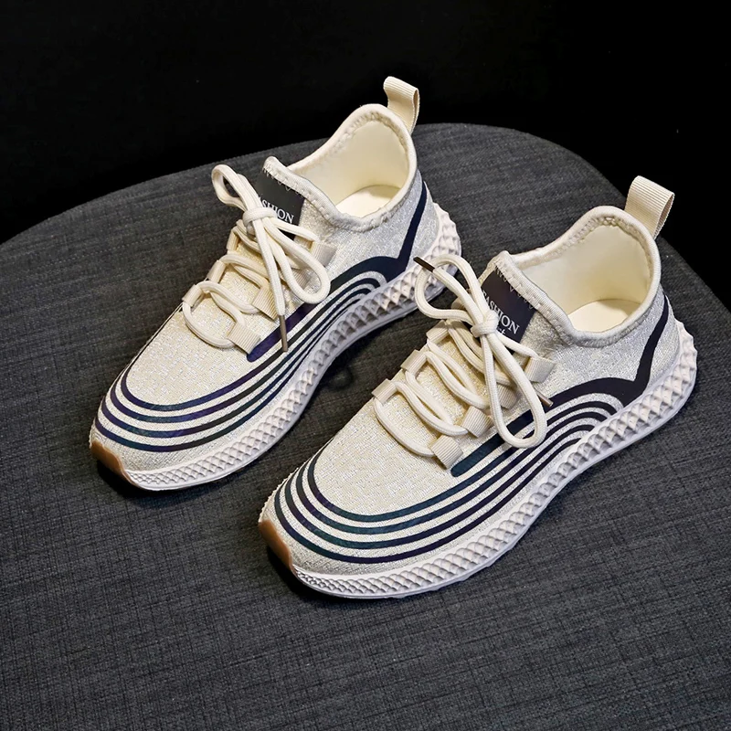 

Fashion Flying Women's Sneakers White Platform Sneakers Black Luxury Designer Breathable Mesh Casual Shoes Women's Basket Femme