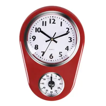 

Home Retro Vintage Old Stylish Kitchen Time Wall Clock with 60 Minutes Timer M0XD