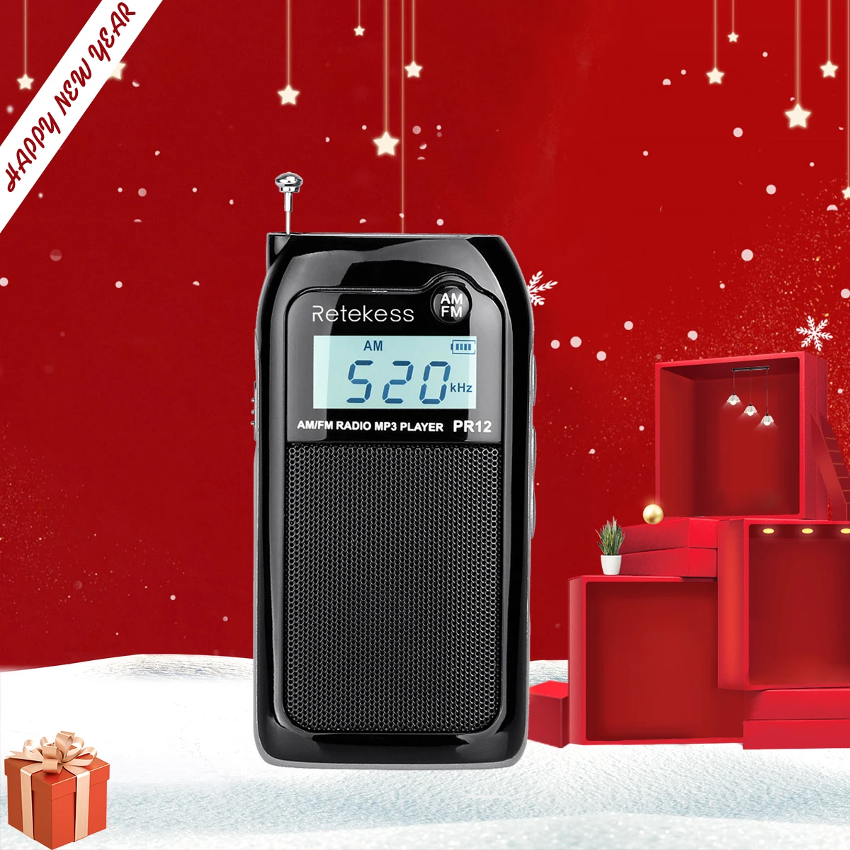 Retekess PR12 Мини карманный радио FM AM цифровой тюнинговый радиоприемник 9K/10K MP3