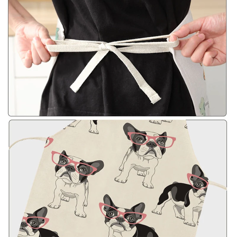 1 Pcs Kitchen Apron Cute Cartoon Cat Printed Sleeveless Cotton Linen Aprons for Men Women Home Cleaning Tools 66x47cm 47x38cm