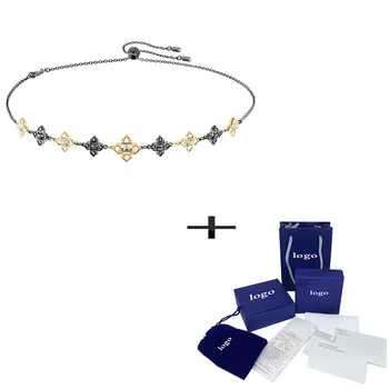 

SWA Fashion New MILLENNIUM CHOKER Short Necklace Shiny Delicate Star Pattern Crystal Women Retro Simple Clavicle Necklace