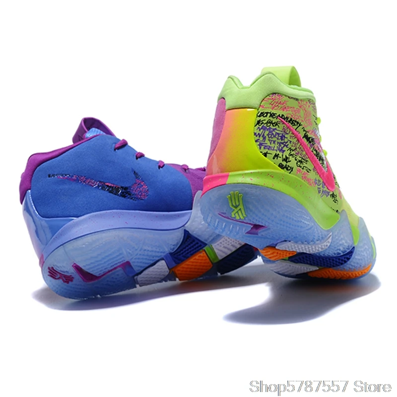 Nike Kyrie 4 Irving 4th Generation Confetti Mens Basketball Shoes Purple Wear-resistant Shock Absorption Surround