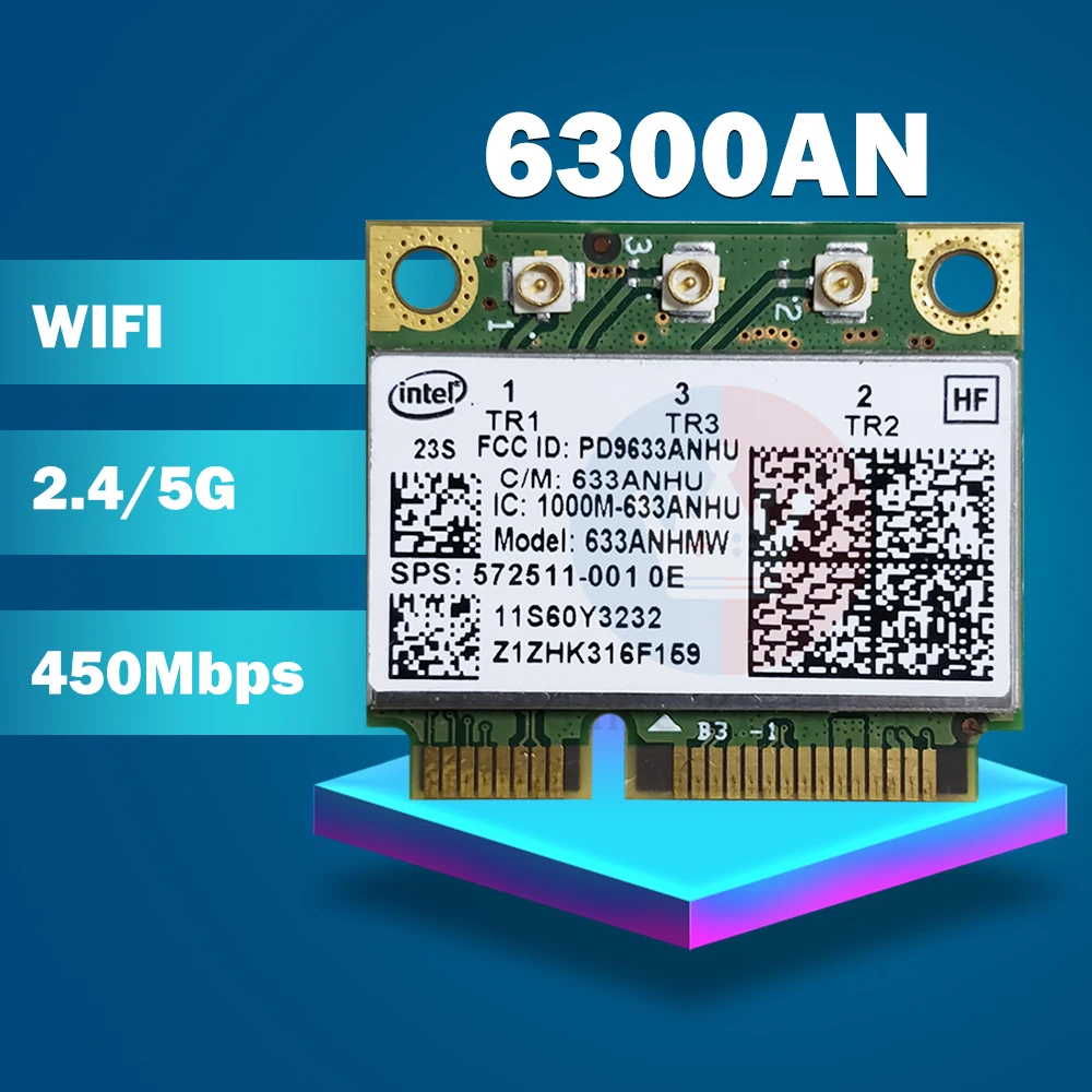 Dual Band 6300AN Half Mini PCIe for In-tel Wifi Card 450M Lenovo FRU:60Y3233 T410 T410s T410i T420 T420s T420i T430 | Компьютеры и